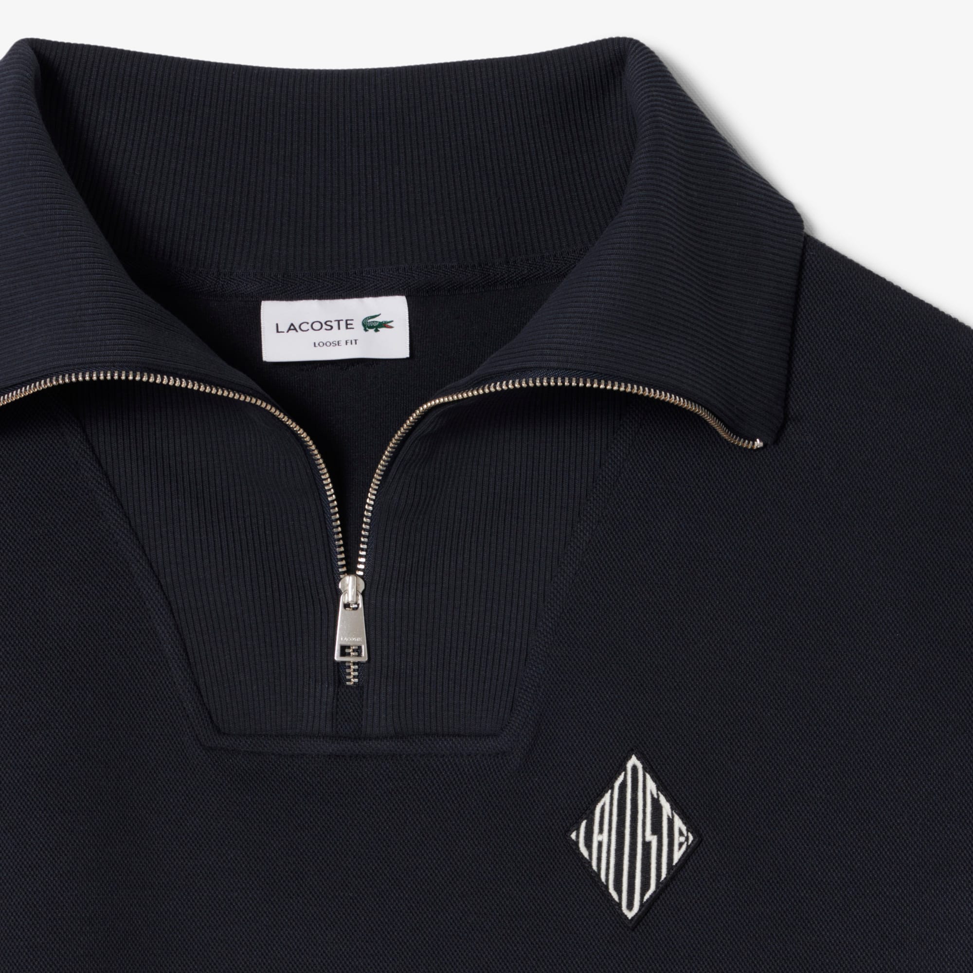 Loose Fit Zipped Neck Piqué Sweatshirt - Men's Sweatshirts - New