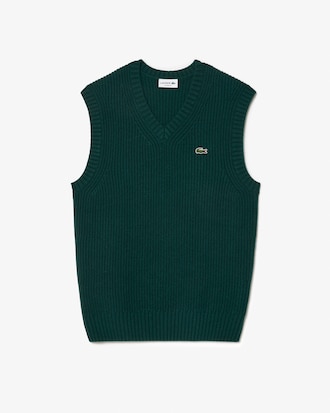 Carded Wool V Neck Sweater Vest
