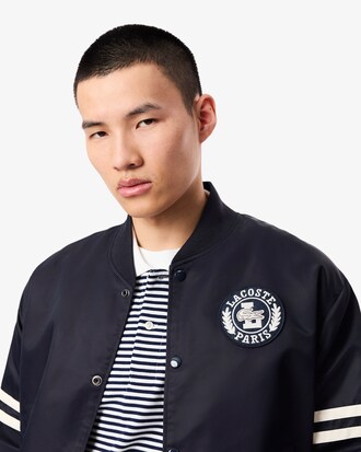 Embroidered Badge Water-Repellent Nylon Bomber Jacket