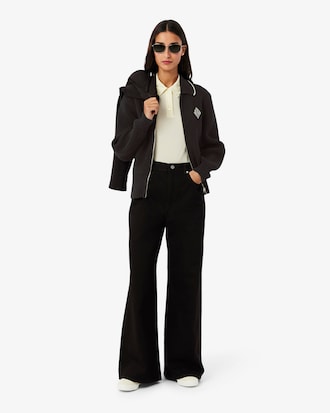 Zipped Cotton Badge Accent Sweater