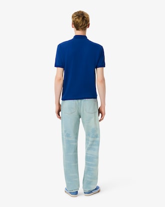 Straight Fit Landscape Motif Denim Jeans