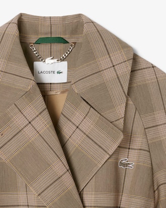 Water-Repellent Plaid Wrap Coat