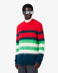 Runway Striped Brushed Alpaca Blend Piqu&eacute; Sweater