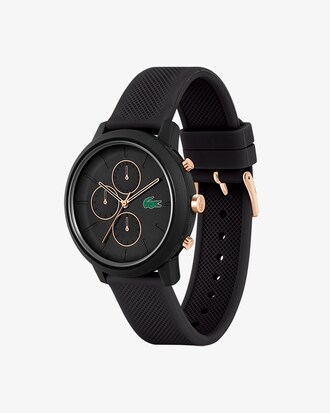Lacoste.12.12 Chrono Watch Black and Carnation Gold Silicone