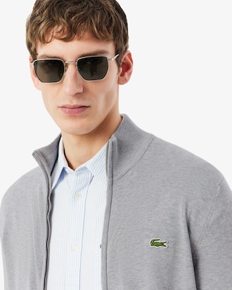 Zipped High Neck Cotton Sweater