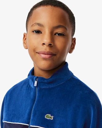 Zip-Up Colour-Block Velour Sweatshirt