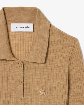 3D Knit Merino Wool Polo Collar Sweater