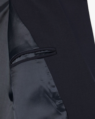 Embroidered Logo Slim Fit Wool Blazer