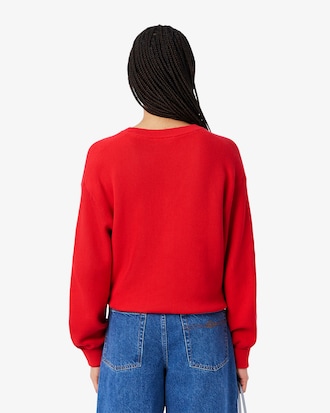 V Neck Cotton Moss Stitch Sweater