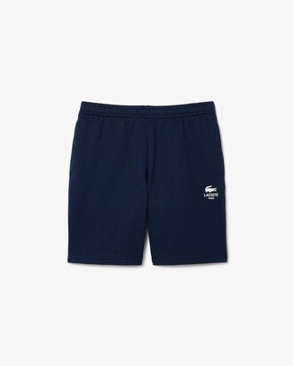 Printed cotton fleece shorts