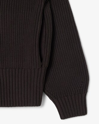 Zipped Cotton Badge Accent Sweater