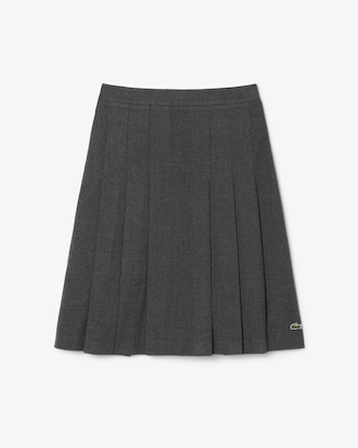 Pleated Flannel Midi Skirt