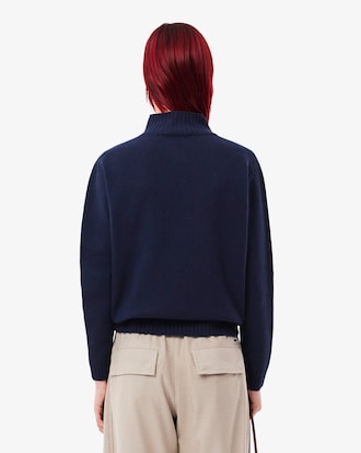3D Knit Cashmere High Neck Sweater