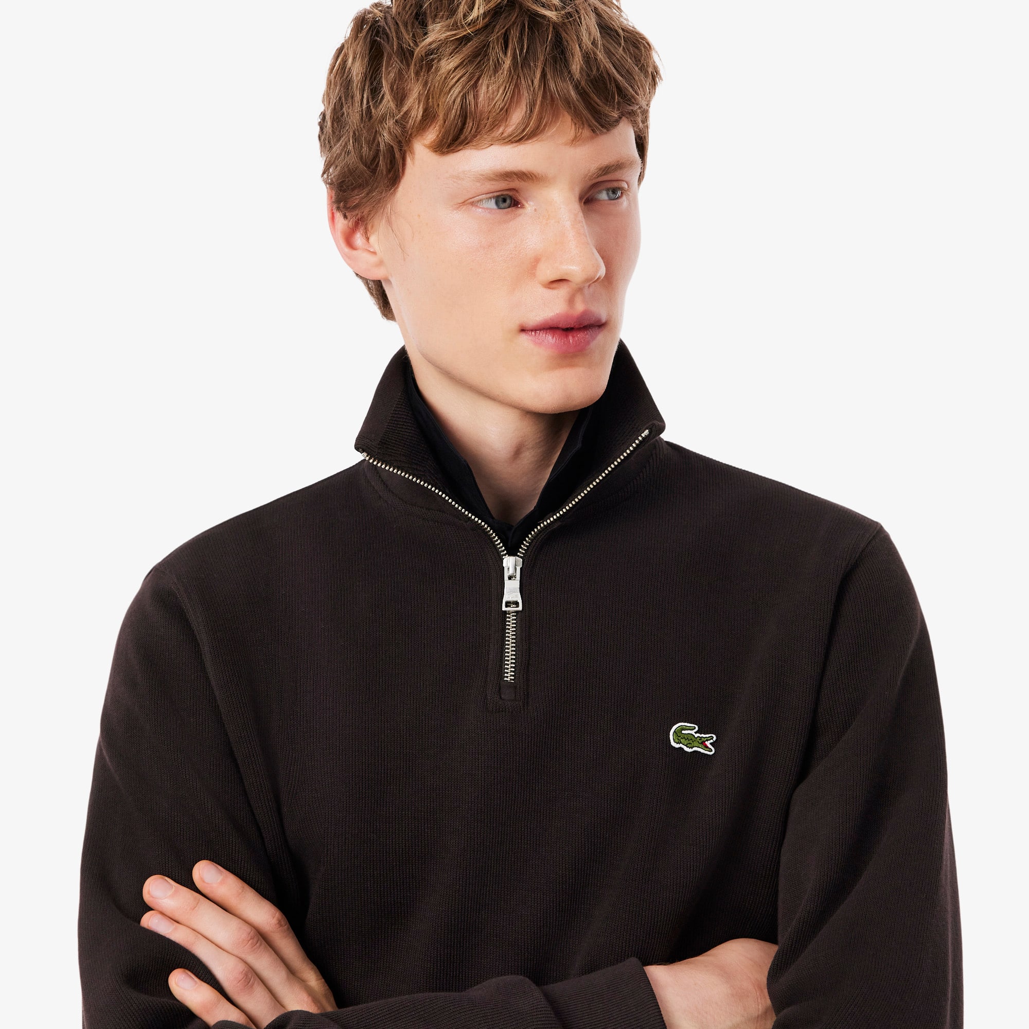 Zip-Up High Neck Interlock Sweatshirt - Men's Sweatshirts - New In