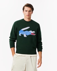 Crocodile Motif Carded Wool Sweater