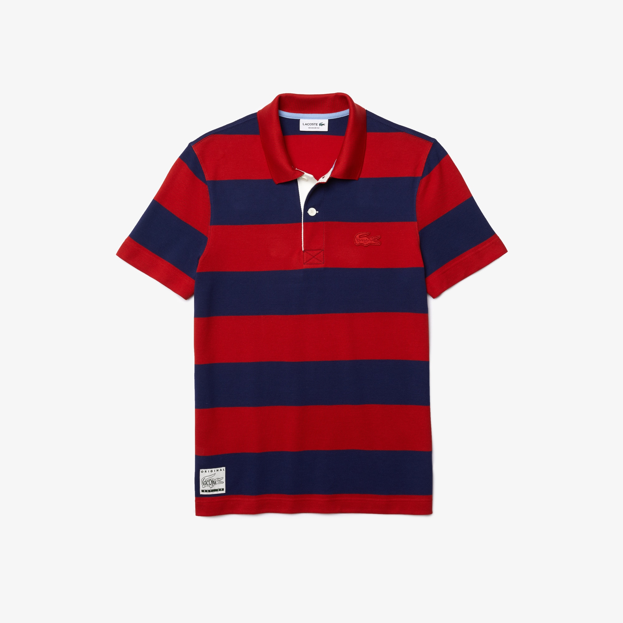 Lacoste Men’s Lacoste Regular Fit Striped Cotton Piqué Polo Shirt. 1