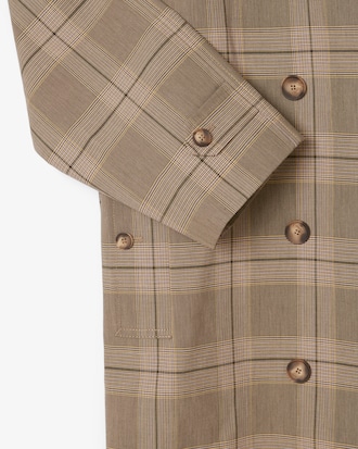Water-Repellent Plaid Wrap Coat