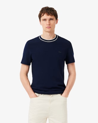 Stretch Piqu&eacute; Stripe Collar T-shirt