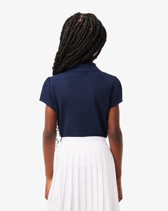 Scalloped Collar Mini Piqué Polo Shirt