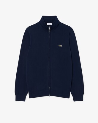 Zipped High Neck Cotton Sweater