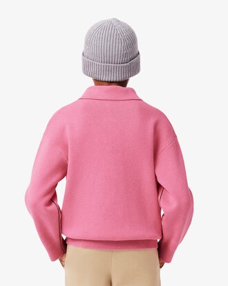 Cotton and Wool Blend Long Sleeved Polo Shirt