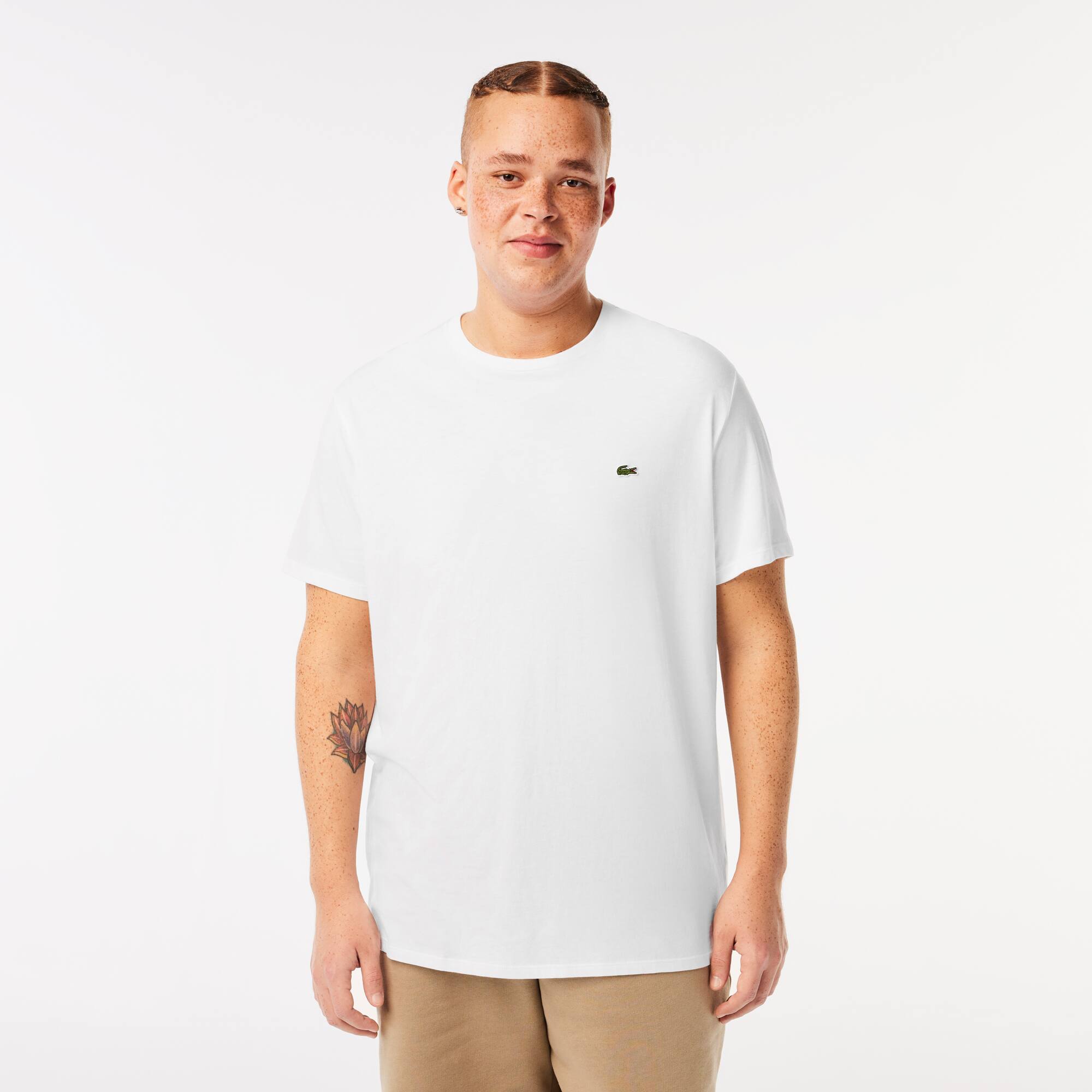 Tシャツ・カットソー LACOSTE Men T Shirts TH6709 1 White Men's white T-shirt Lacoste TH6709 | S'portofino