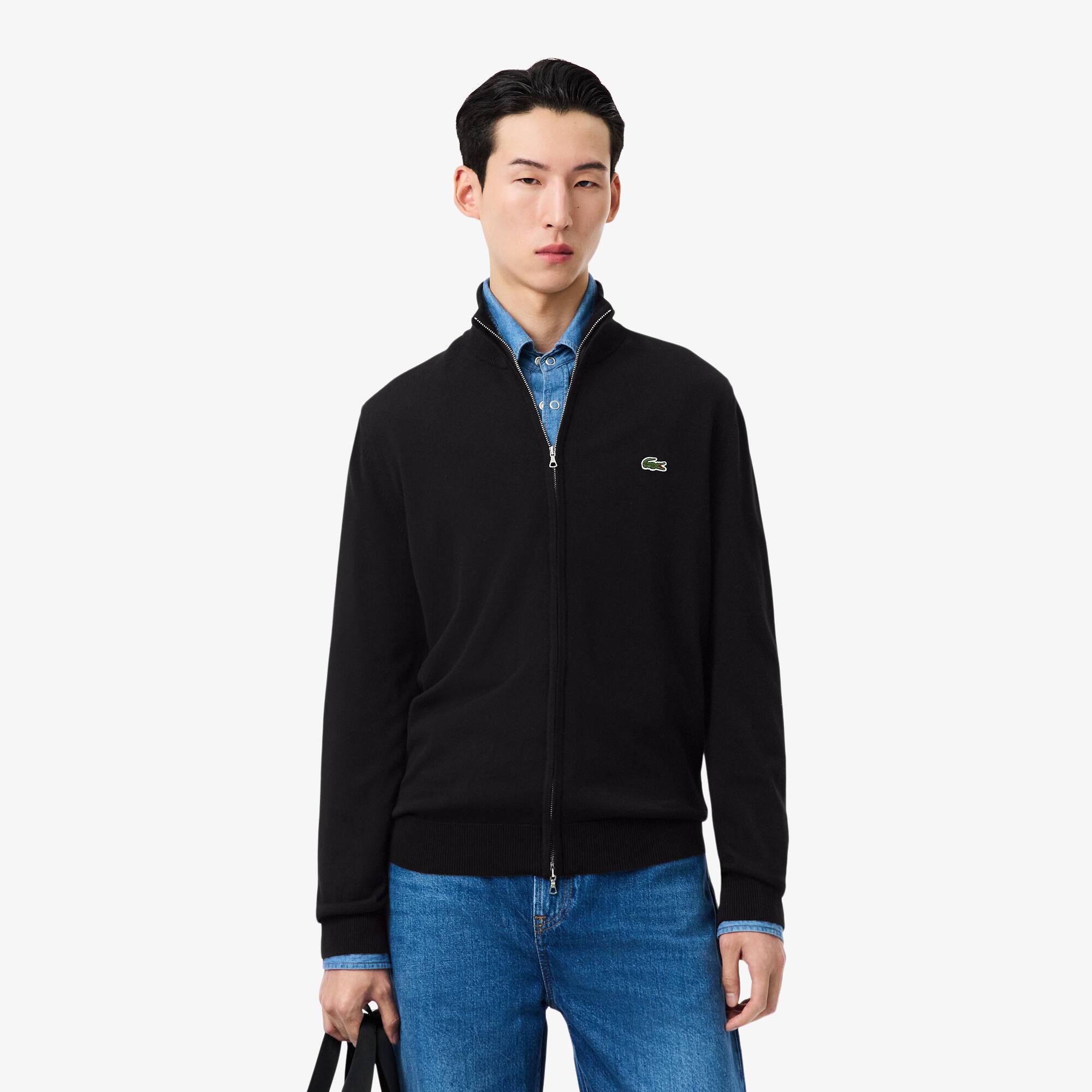 Zipped High Neck Cotton Sweater - Men's Knitwear - New In 2026