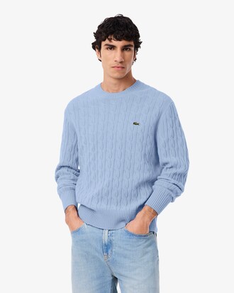 Cable Knit Wool Crew Neck Sweater