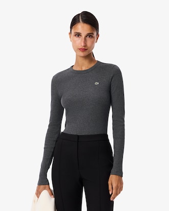 Slim Fit Ribbed Cotton T-shirt