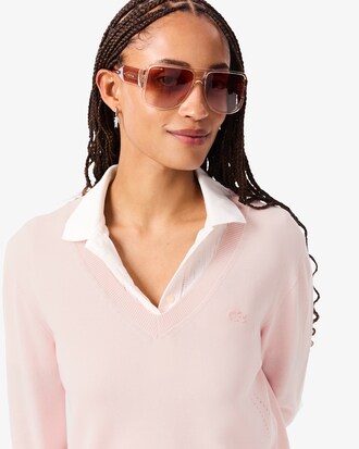 Seamless Knit V Neck Sweater