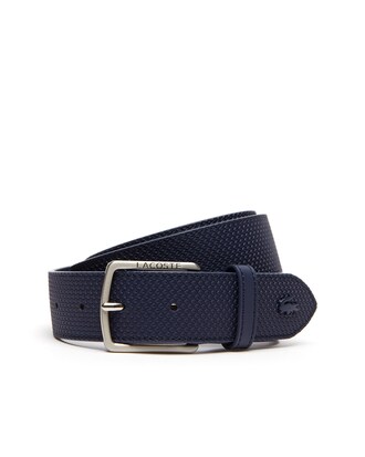 Men's Chantaco Lacoste Engraved Tongue Buckle Leather Belt