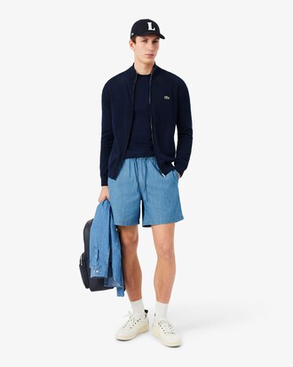 Zipped High Neck Cotton Sweater