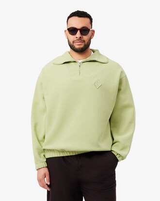 Loose Fit Zipped Neck Piqu&eacute; Sweatshirt