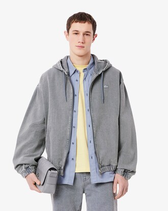 Washed Effect Denim Hooded Jacket