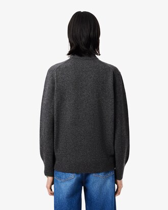 Zipped High Neck Wool Sweater