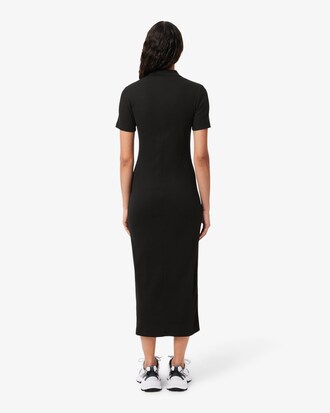 Long Ribbed Cotton Polo Dress