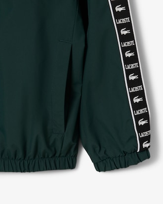 Logo Stripe Sport Hooded Puffed Jacket