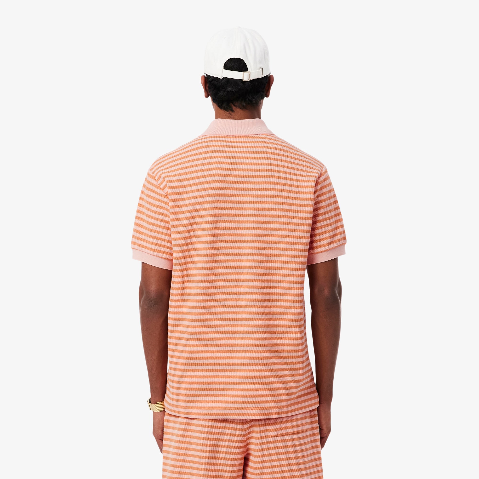 Classic Fit Textured Striped Polo Shirt - Men's Short Sleeves Polo