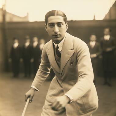 Tennisspieler aus den 20er Jahren. KI-generiertes Bild mit MidJourney.