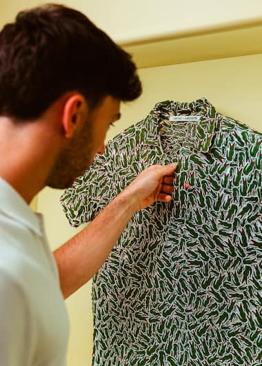 Pierre Gasly at the Lacoste Polo Factory
