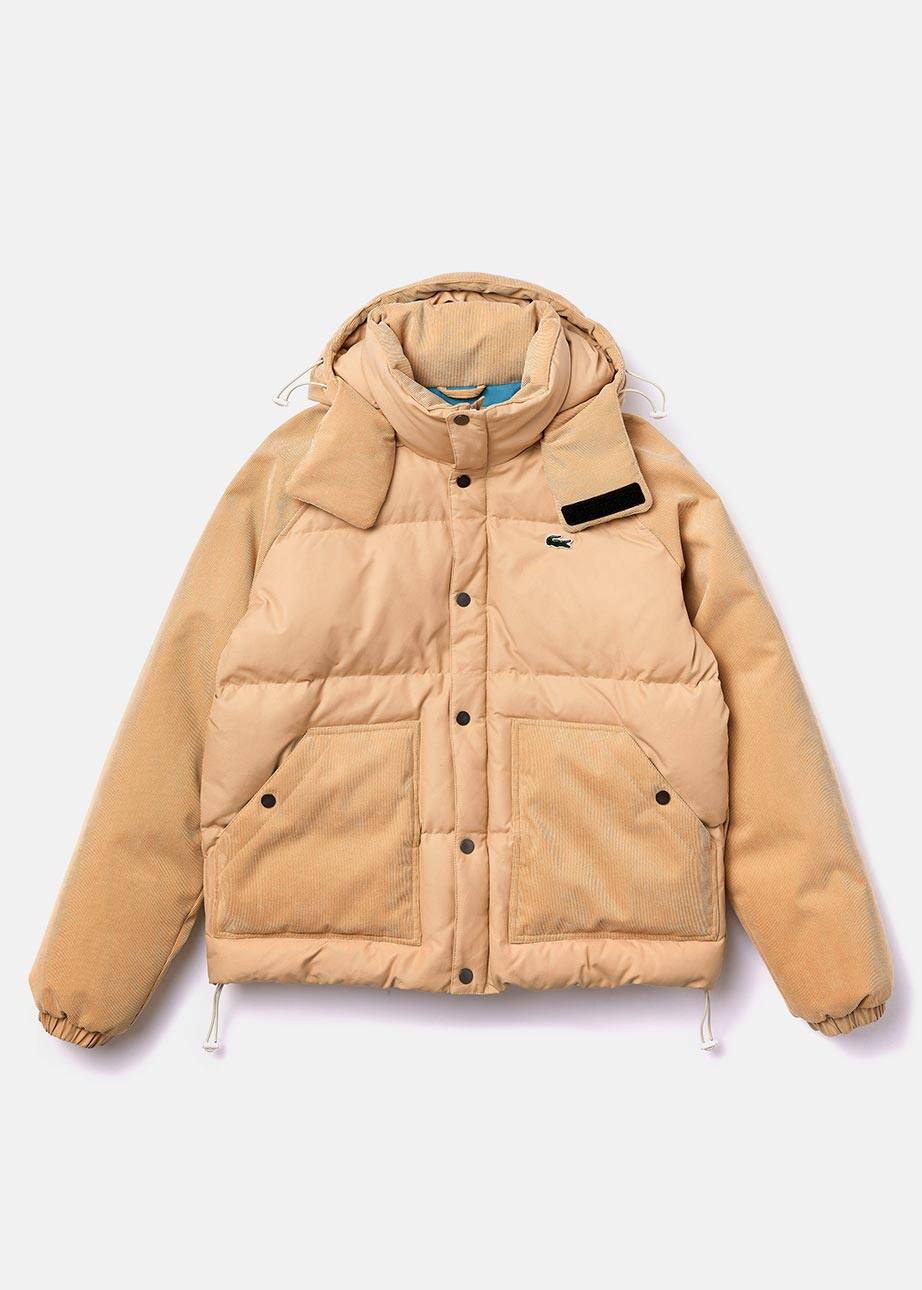 Lacoste men's short cream puffer coat