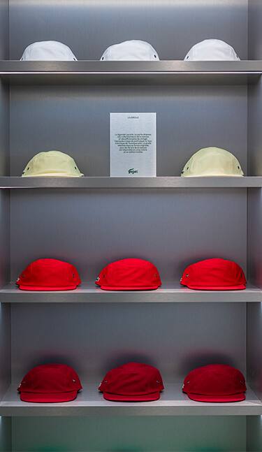 Lacoste girolle caps at the Lacoste Vintage Shop