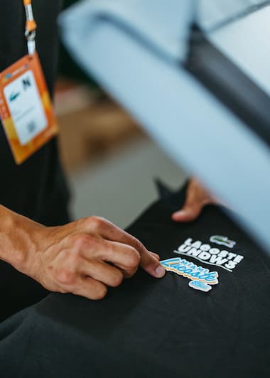 Lacoste polo shirt customisation at the 2023 Miami Open