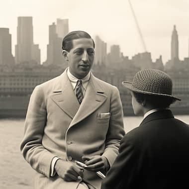 On the deck of the transatlantic France, facing New York. AI-generated image using MidJourney.