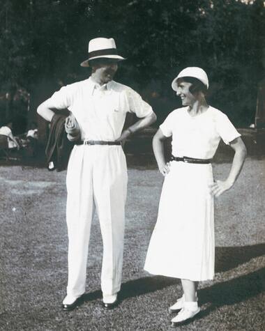 "René Lacoste and Simone Thion de La Chaume at Chantaco, 1936 © Lacoste Family Archives "