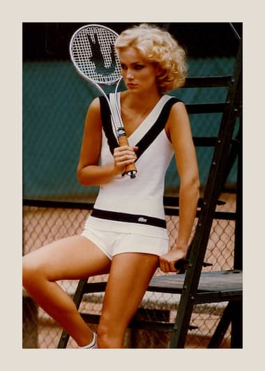 Combi-short style tennis pour femme Lacoste vintage, 1976