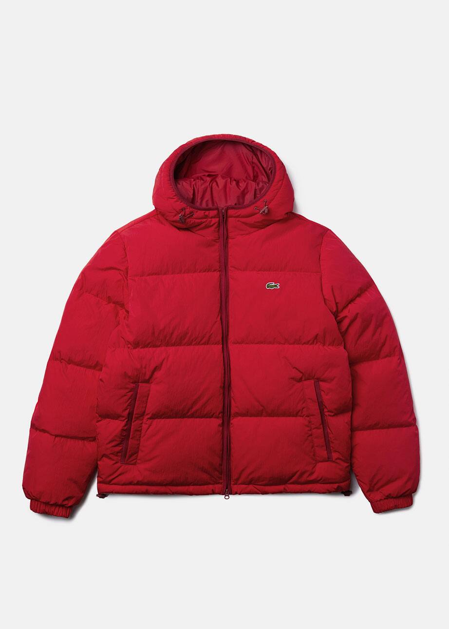 Doudoune courte &agrave; capuche rouge Lacoste pour homme