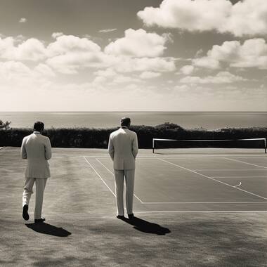 Tennisman années 20. Image générée par IA avec MidJourney.