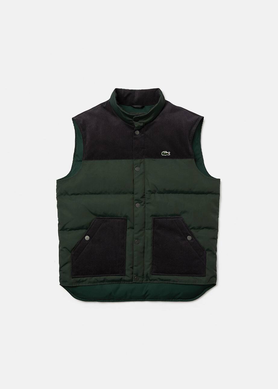 Piumino senza maniche uomo Lacoste verde e nero