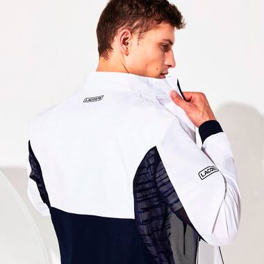 Giacca tecnica da tennis Lacoste Sport in rete bianca e nera